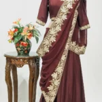 Maroon Crepe Silk Lehenga with Tilla Embroidery