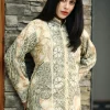 Light Yellow Pure Wool Kashmiri Jamawar Embroidered Women Coat front