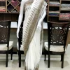 White Viscose Georgette Aari Embroidered Kashmiri Saree