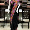 Viscose Georgette with Multi-Colour Aari Embroidered Kashmiri Saree:(Black)
