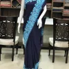 Navy Blue Viscose Georgette Aari Embroidered Kashmiri Saree