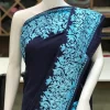 Navy Blue Viscose Georgette Aari Embroidered Kashmiri Saree front