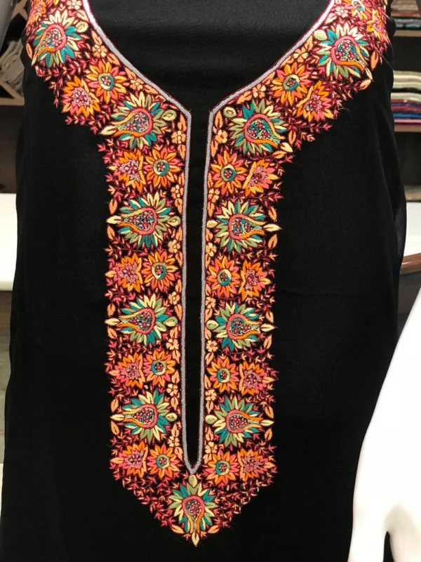 Black Thread Hand Embroidered Kashmiri Salwar Suit front
