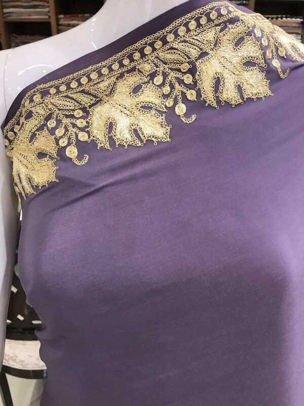 Lavender Pure Crepe Zari Embroidered Kashmiri Saree front
