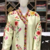 Cream Long Kashmiri Aari Embroidered Robe front