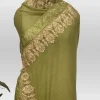 Melange Green Pure Wool Shawl with Tilla and Aari Embroidery front