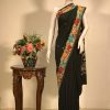 Black Viscose Georgette Aari Palla Jaal Embroidered Kashmiri Saree