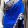 Royal Blue Pure Crepe Aari Embroidered Kashmiri Saree front