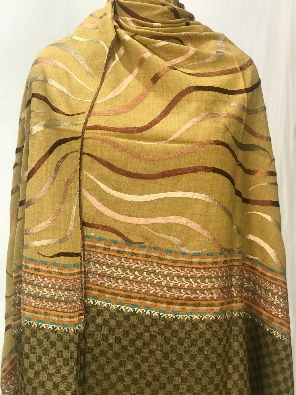 Pure Wool Shawl with Silk Thread Aari Embroidery