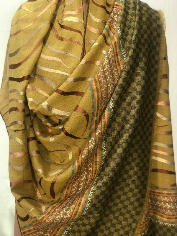 Pure Wool Shawl with Silk Thread Aari Embroidery