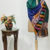 Royal Blue and Green Pure Pashmina Reversible Shawl With Kani Hand Woven Palla