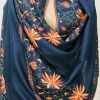 Peacock Blue Pure Wool Shawl with Sozni Hand Embroidery front