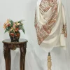 Off-White Pure Wool Shawl with Sozni Hand Embroidery