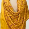 Yellow Sozni Jaal Hand Embroidered Pure Wool Shawl front