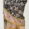 Charcoal Grey Fine Wool Kalamkari Stole with Pastel Multi-Colour Embroidery front