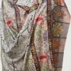 Grey Fine Wool Kalamkari Stole with Pastel Multi-Colour Embroidery front