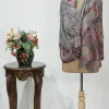 Grey Fine Wool Kalamkari Stole with Pastel Multi-Colour Embroidery