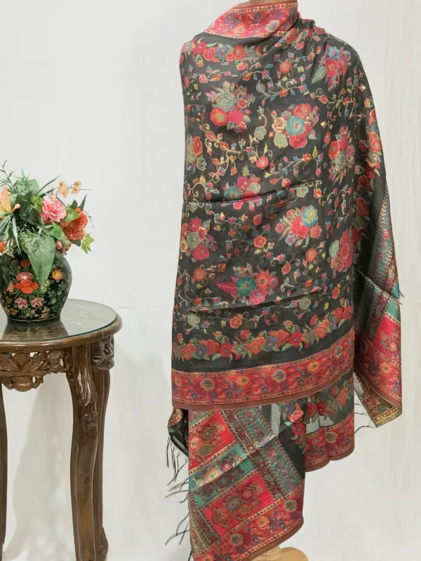 Grey Blue Modal Silk Kani Weave Dupatta