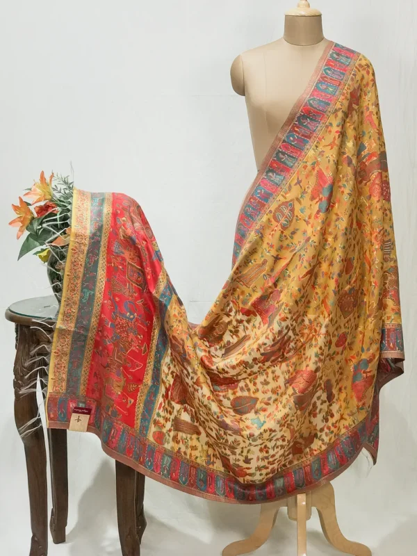 Yellow Modal Silk Kani Weave Dupatta