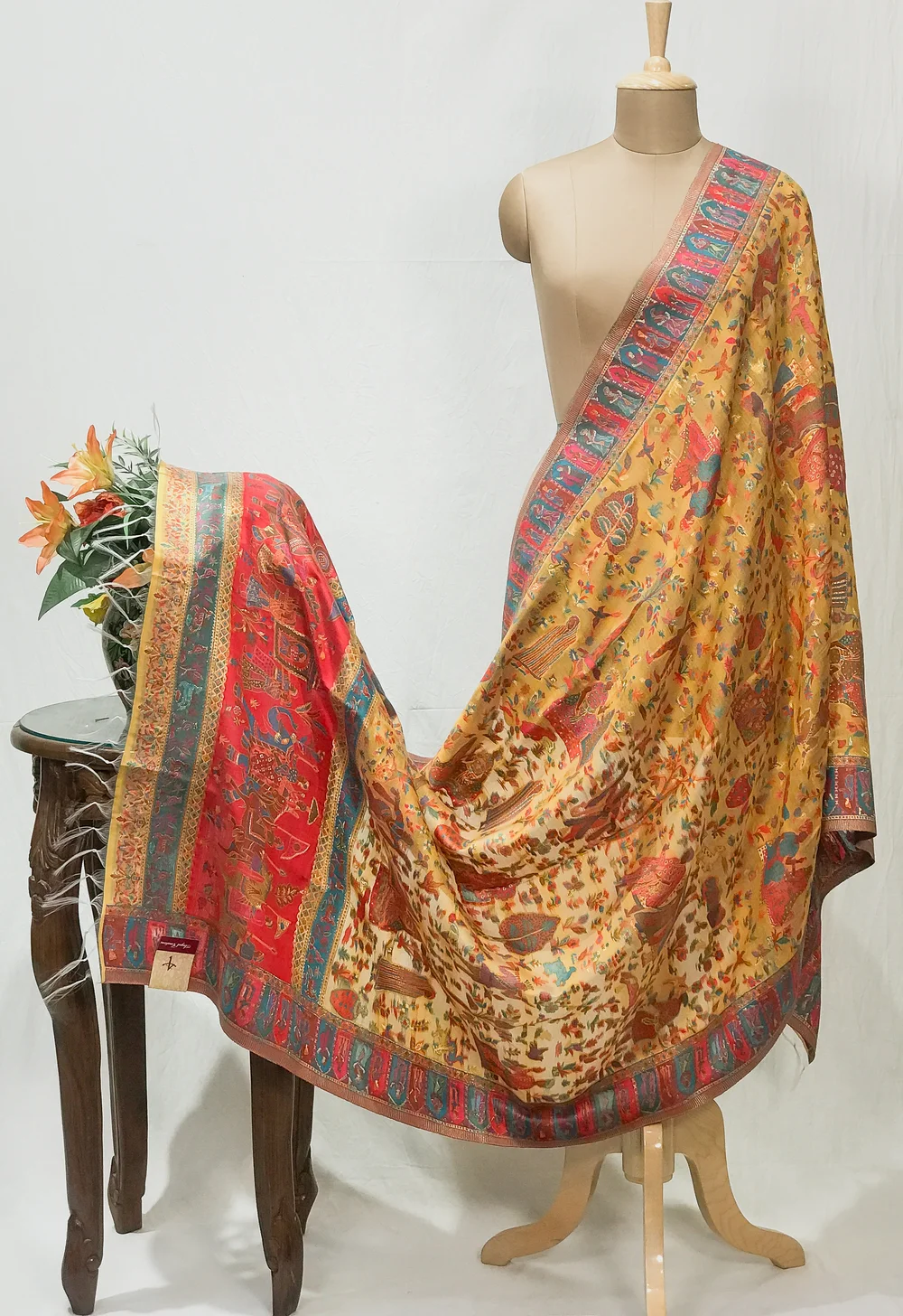 Yellow Modal Silk Kani Weave Dupatta