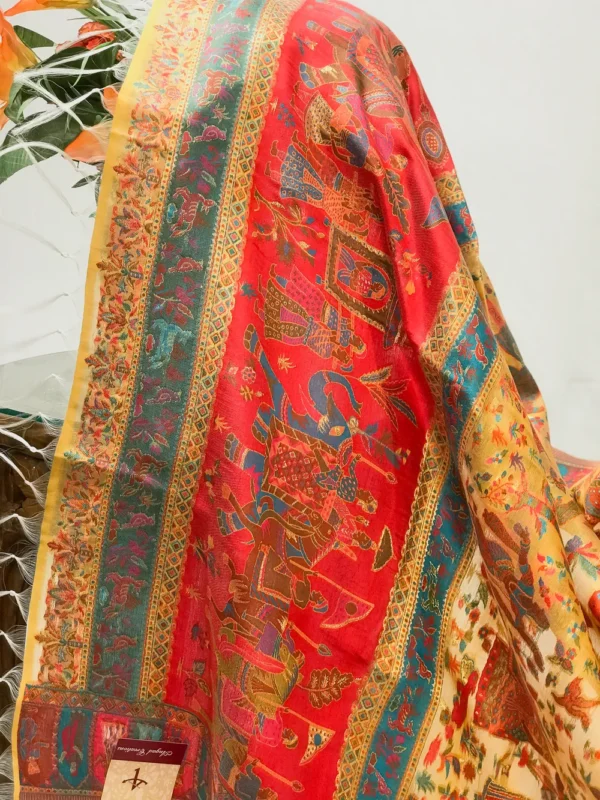 Yellow Modal Silk Kani Weave Dupatta front
