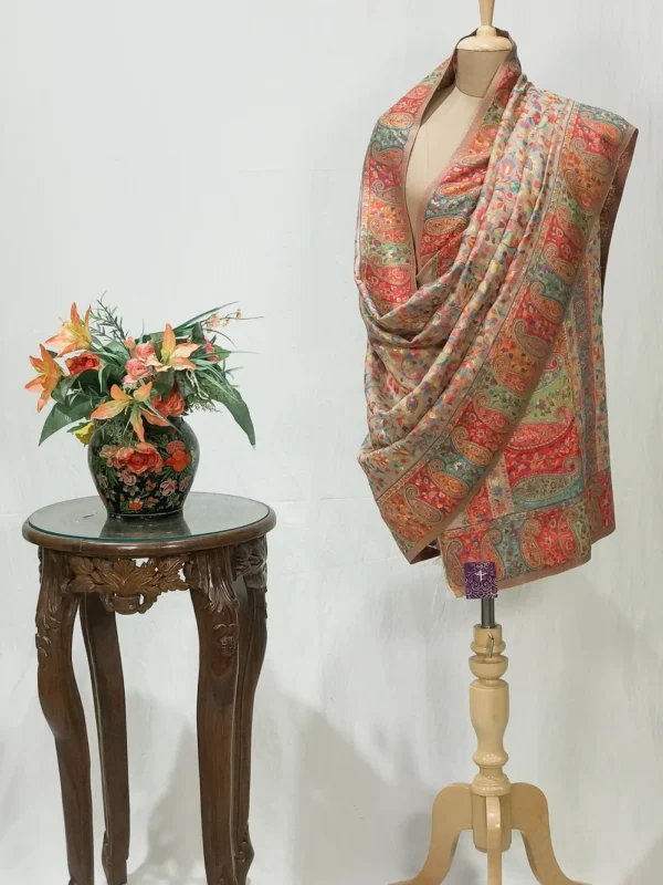 Beige Modal Silk Kani Weave Dupatta