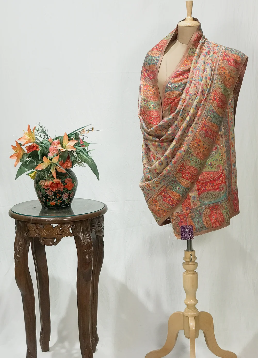 Beige Modal Silk Kani Weave Dupatta