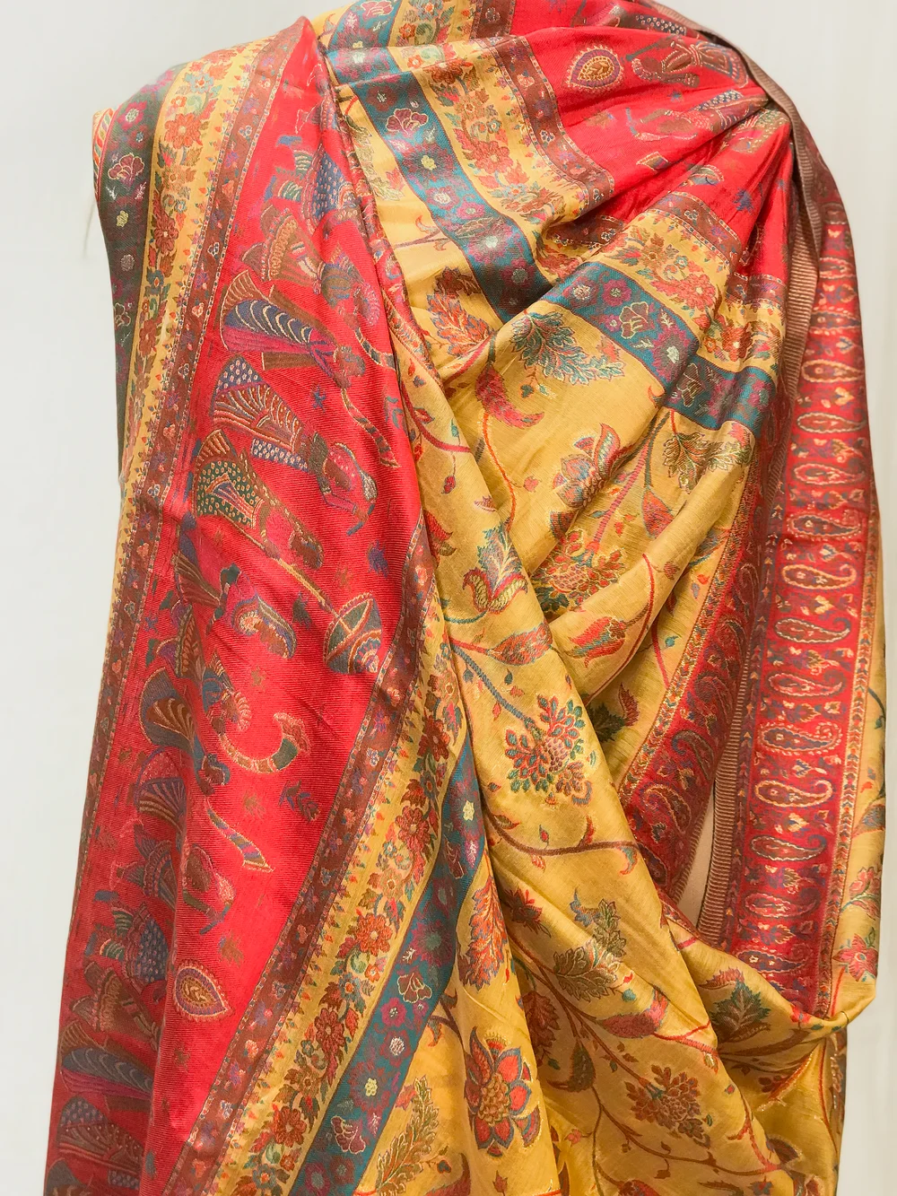 Yellow Tribal Modal Silk Kani Weave Dupatta front