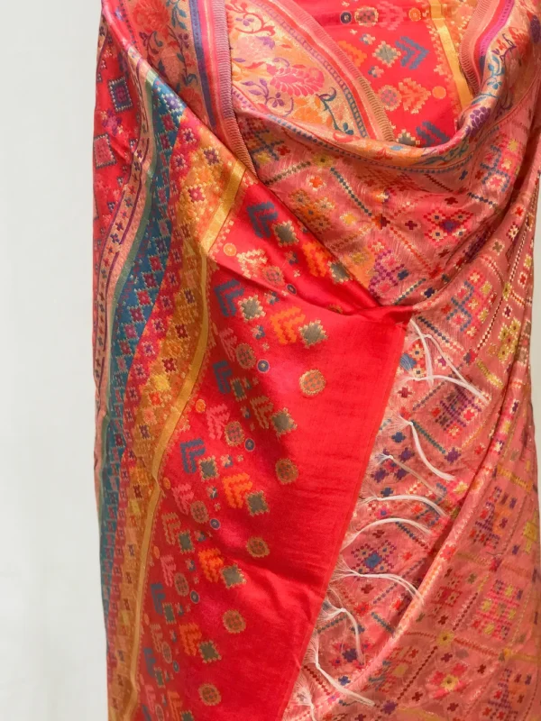 Pink Modal Silk Kani Weave Dupatta front