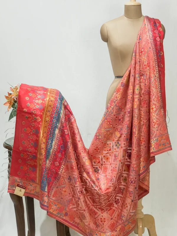 Pink Modal Silk Kani Weave Dupatta