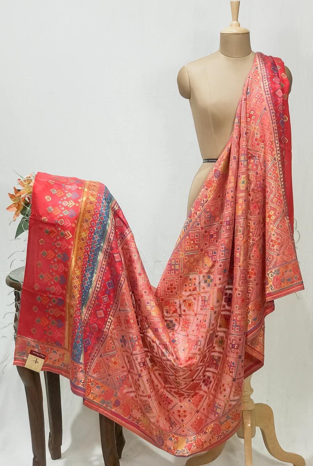 Pink Modal Silk Kani Weave Dupatta