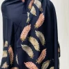 Navy Blue Fine Wool Stole with Thread Embroidery And Zari Detailing front