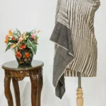 Off-White Pure Pashmina Shawl with Ikat Zebra Stripes