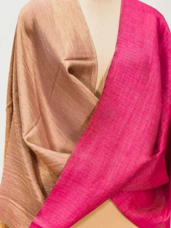 Pink and Zari Reversible Pure Pashmina Stole front