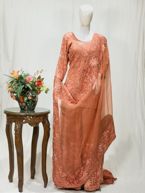 Organza Shirt Dress with Sharara featuring Hand work Aari and Sequence Work
