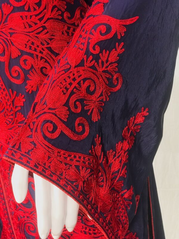 Navy Blue Kurta with Silk Thread Achkan Style Aari Embroidery