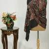 Black Pure Wool Shawl with Silk Thread Aari Jaal Embroidery