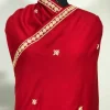Red Pure Pashmina Stole with Tilla Embroidery front