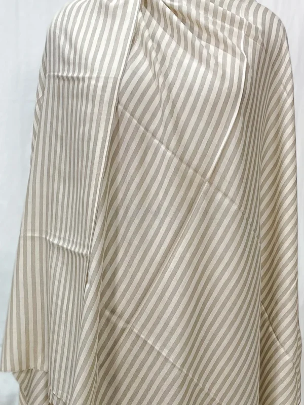 Pure Pashmina Shawl with Cream and Beige Stripes