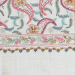 Off-White Pure Wool Shawl with Silk Thread Aari and Zari Jaal Embroidery