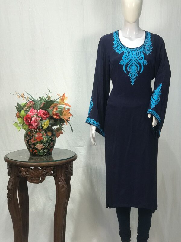 Navy Blue Kurta with Aari Embroidery