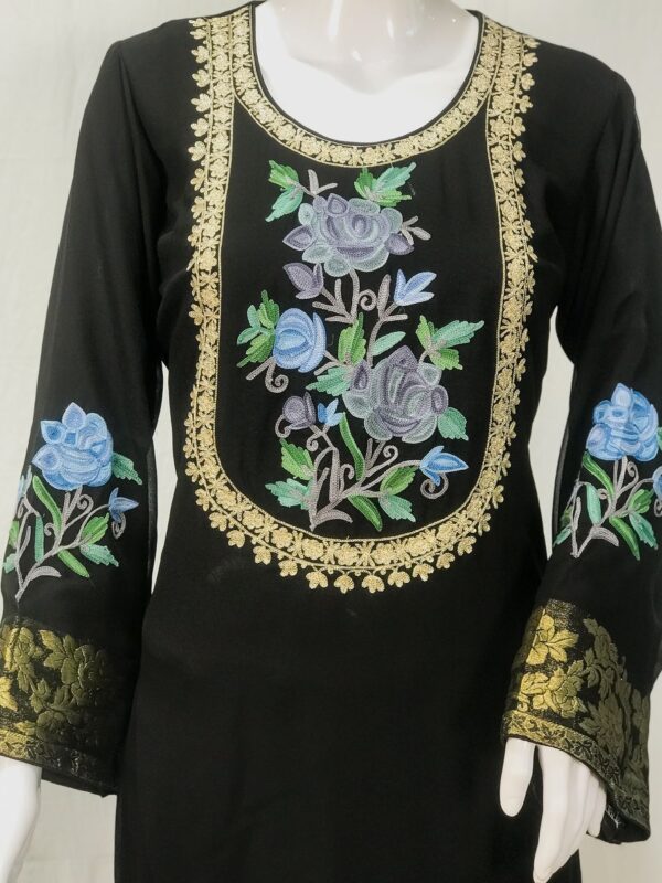 Aari and Zari Embroidered Black Kurta with Banarasi Weave
