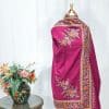 Onion Pink Pure Pashmina Shawl With Papier Mache And Tilla Hand Embroidery Fusion