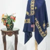 Navy Blue Pure Pashmina Shawl With Hand Tilla Embroidery