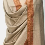 Fawn Pure Pashmina Shawl With Sozni hand Embroidery front