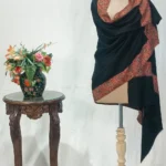 Black Pure Pashmina Shawl With Intricate Sozni hand Embroidery