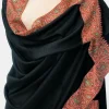 Black Pure Pashmina Shawl With Intricate Sozni hand Embroidery front