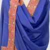 Royal Blue Pure Pashmina Shawl With Intricate Sozni hand Embroidery front