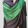 Grey and Green Ombre Pure Pashmina Scarf front