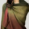 Dark Green, Olive Green and Maroon Ombre Pure Pashmina Scarf front